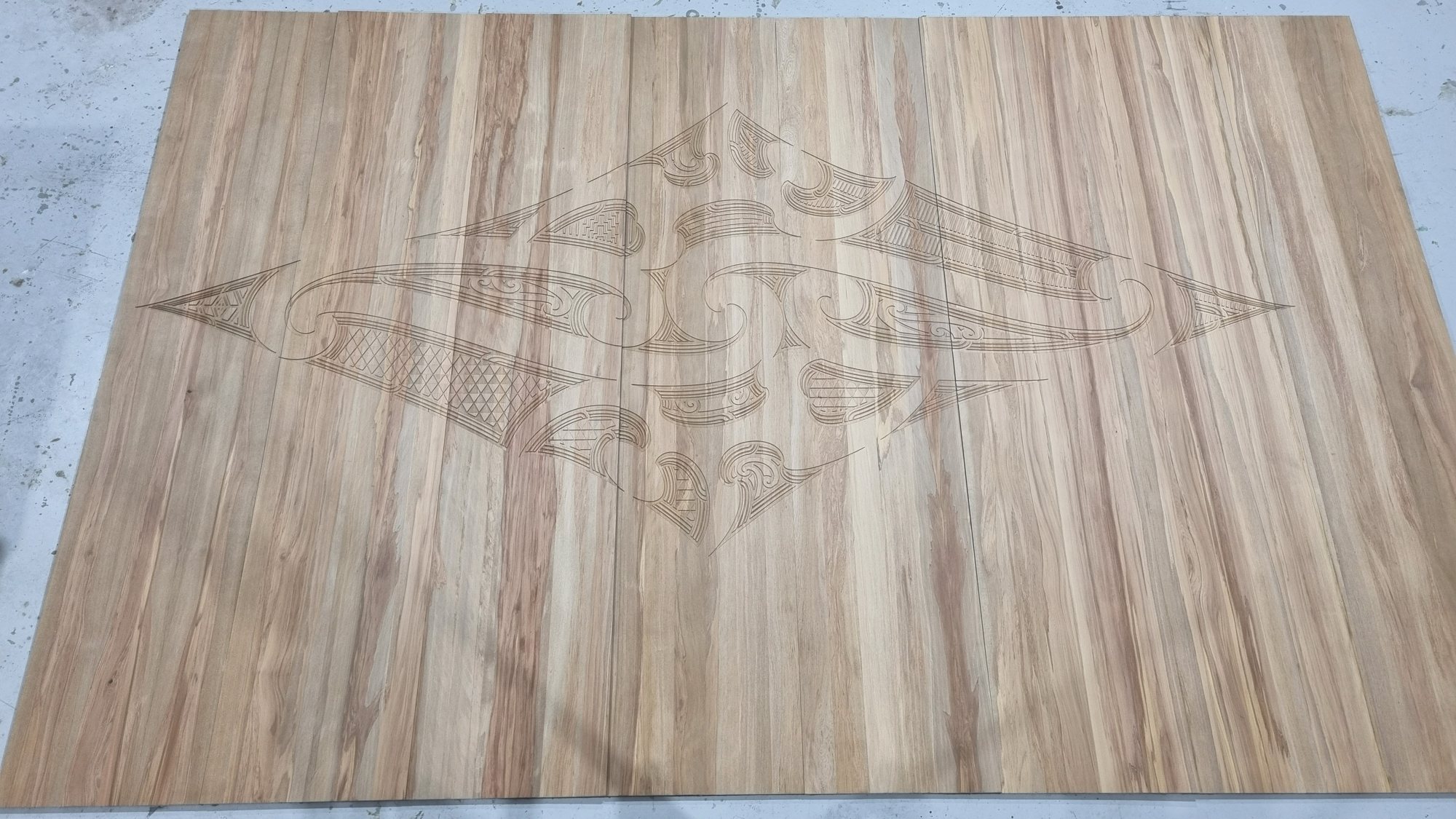 CNC-carved Māori design timber panel