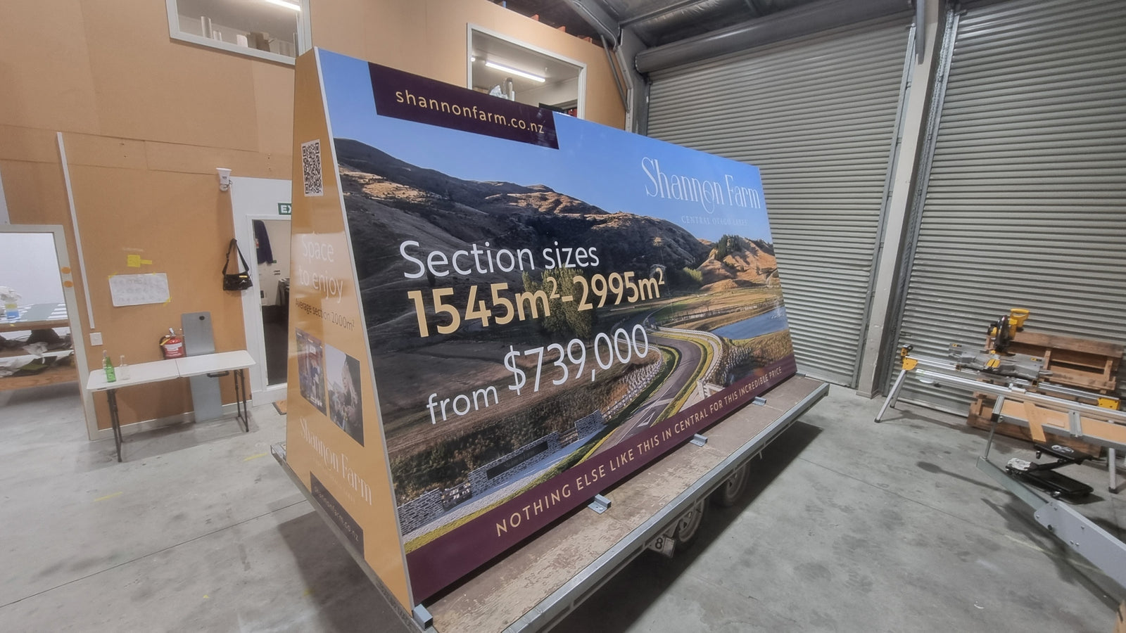 Large-format land sale sign