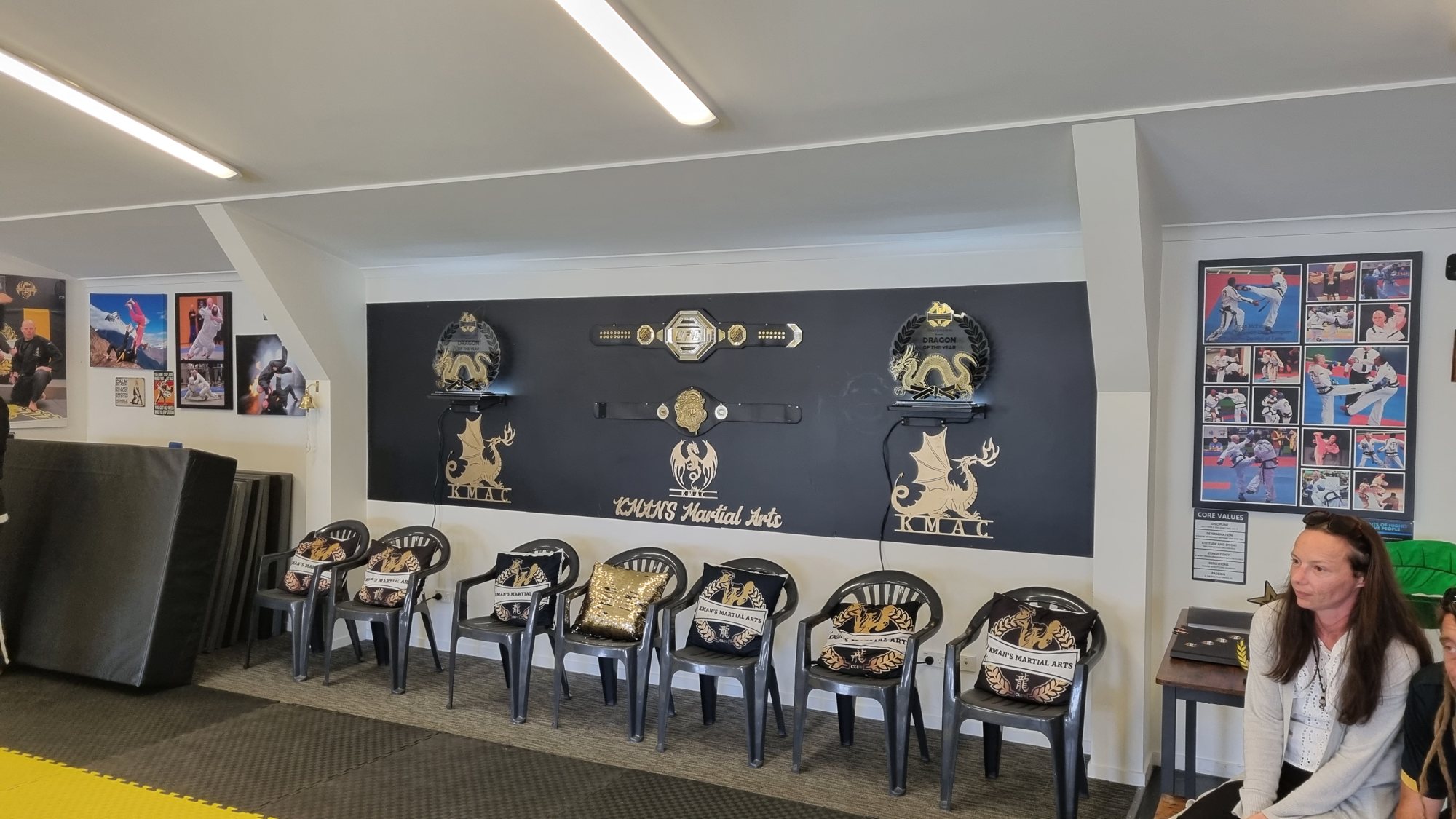 Martial arts academy wall display